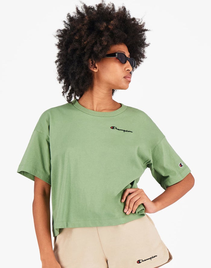 Champion Womens T-Shirt NZ - Back Sunrise Print Green ( 7146-DNRIK )